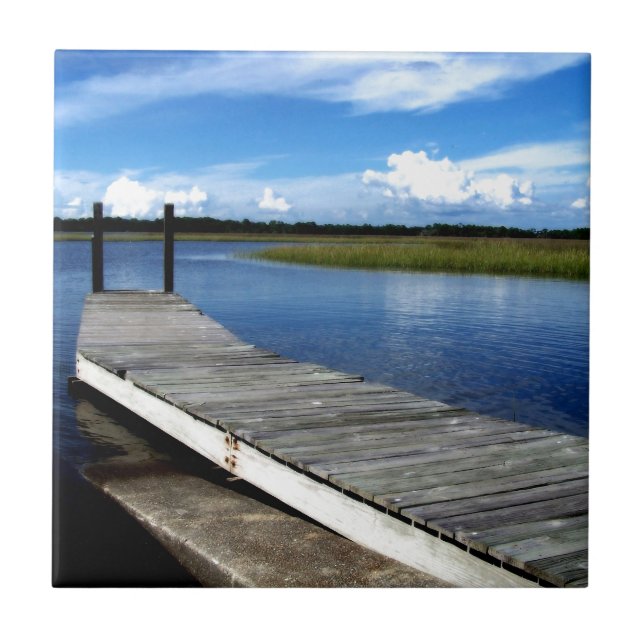 Fishing Dock Photograph Tile (Front)