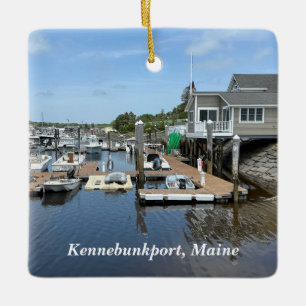 Fishing docks in Kennebunkport Maine Ceramic Ornament