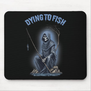Fishing Dying To Fish Reaper Horror Halloween Mouse Mat