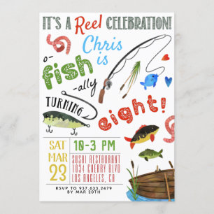 Fishing Eighth Birthday Invitation
