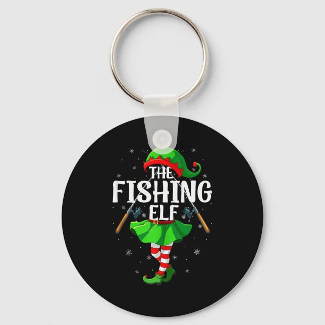 Fishing Elf Christmas Girls Women Elf Squad Xmas F Key Ring (Front)