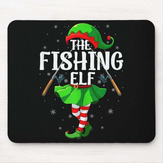Fishing Elf Christmas Girls Women Elf Squad Xmas F Mouse Mat (Front)