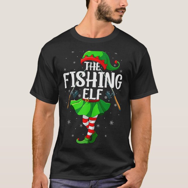 Fishing Elf Christmas Girls Women Elf Squad Xmas F T-Shirt (Front)