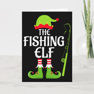 Fishing Elf Matching Family Group Christmas Party Card