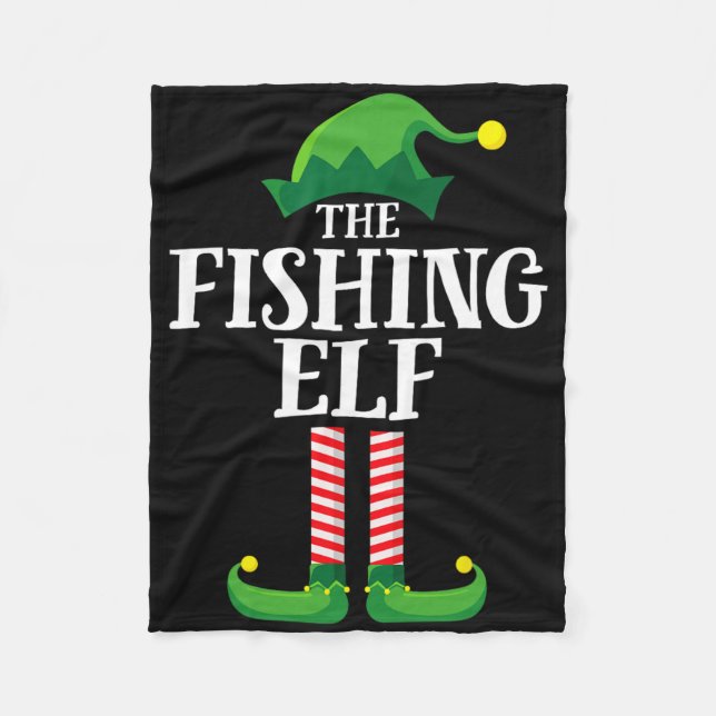 Fishing Elf Matching Family Group Christmas Party  Fleece Blanket (Front)