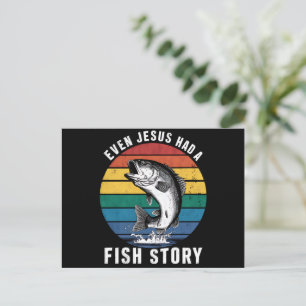 Fishing Even Jesus Had Fish Story Bass Fish Funny  Postcard
