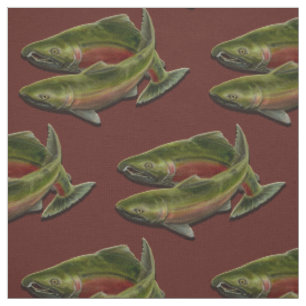 Fishing Fabric Coho Salmon Fish Pattern Fabrics