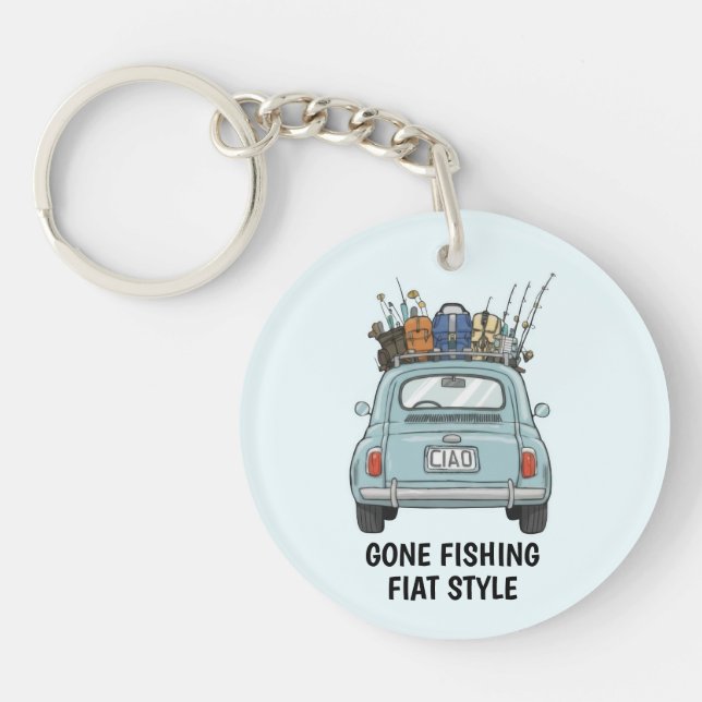 Fishing Fiat Car  Key Ring (Front)