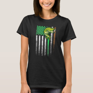 Fishing Fish Bass Irish American Flag St Patricks T-Shirt