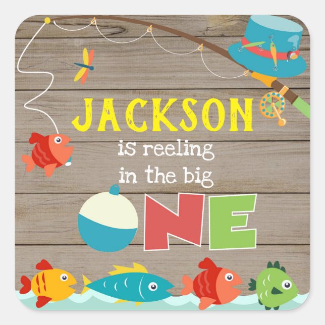 Fishing Fish Birthday Thank You Favour Stickers (Front)