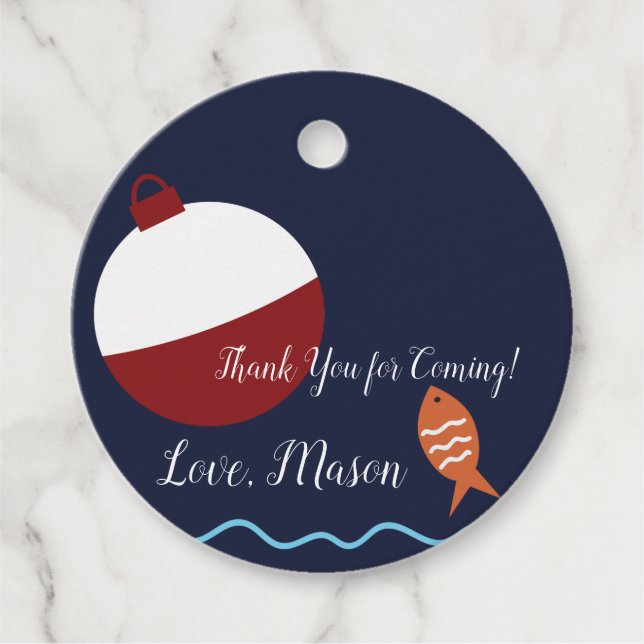 Fishing Fish First Birthday Favour Tags (Front)