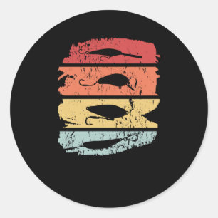 Fishing Fish Hook Retro Vintage Classic Round Sticker