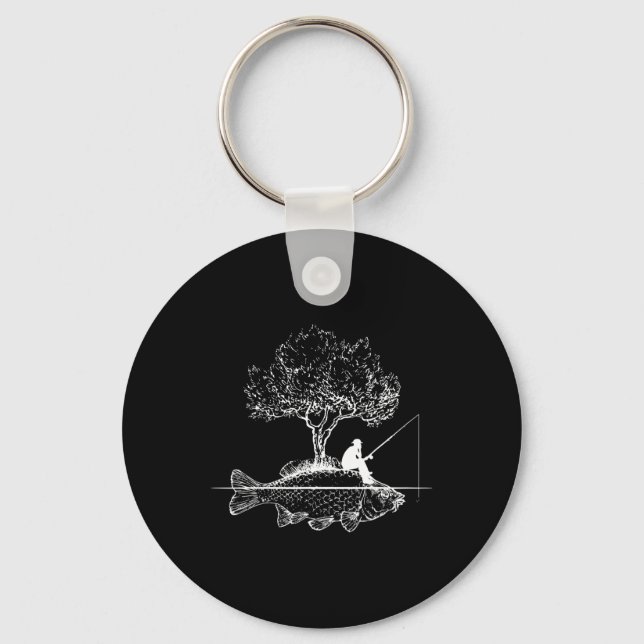 Fishing Fish Island Surreal Carp Angler  Key Ring (Front)