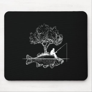 Fishing Fish Island Surreal Carp Angler Mouse Mat