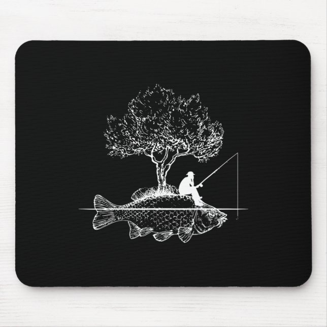 Fishing Fish Island Surreal Carp Angler  Mouse Mat (Front)