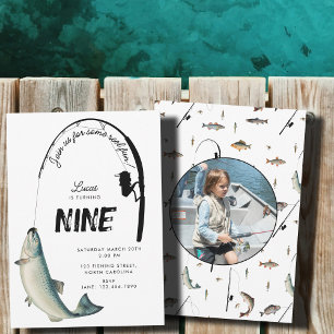 Fishing Fish Reel Fun Kids Photo Birthday Party Invitation