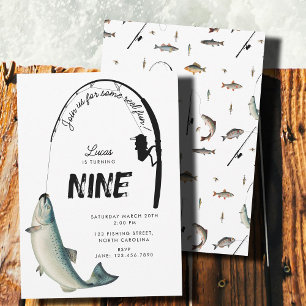 Fishing Fish Theme Reel Fun Kids Birthday Party Invitation