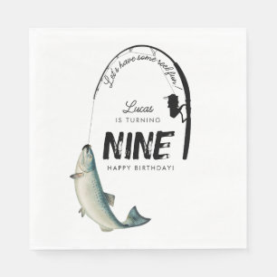 Fishing Fish Theme Reel Fun Kids Birthday Party Napkin