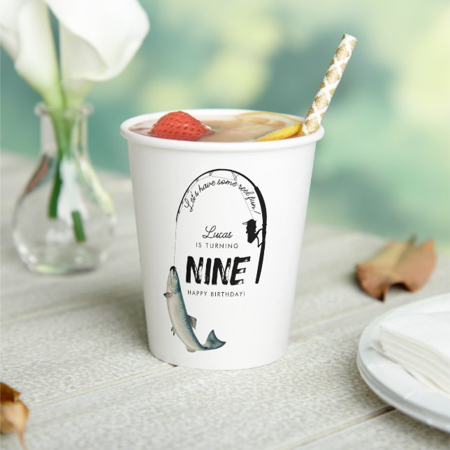 Fishing Fish Theme Reel Fun Kids Birthday Party Paper Cups (Insitu)