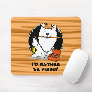 Fishing Fisherman American Eskimo Dog - Cute Mouse Mat