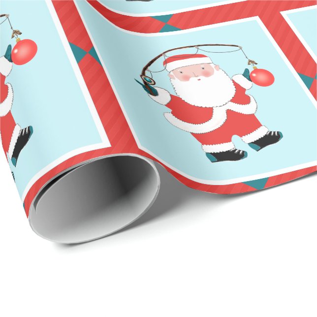 Fishing Fisherman Christmas Gift Wrapping Paper (Roll Corner)