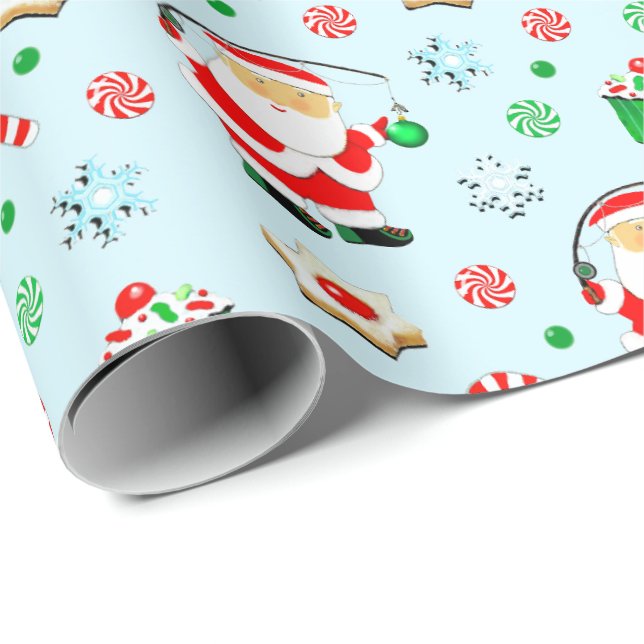 Fishing Fisherman Christmas Wrapping Paper (Roll Corner)