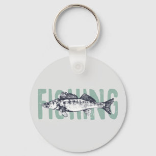 Fishing Fisherman Fish Text Art Key Ring