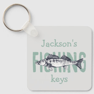 Fishing Fisherman Fish Text Art Keychain