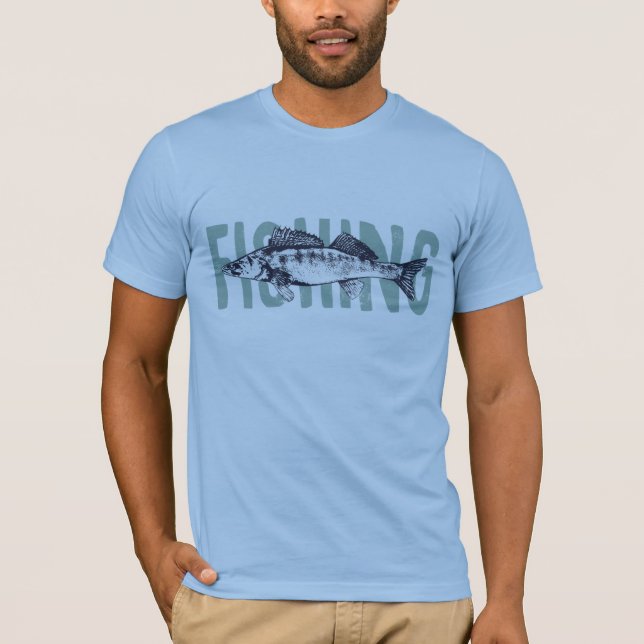 Fishing Fisherman Fish Text Art T-Shirt (Front)