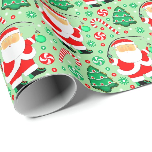 Fishing Fisherman Holiday Gift Wrapping Paper (Roll Corner)