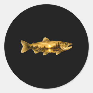 Fishing Fisherman Outdoor Nature Forest Funny Classic Round Sticker