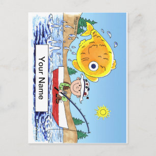 Fishing, Fisherman - Personalised Cartoon Postcard