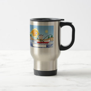 Fishing, Fisherman - Personalised Cartoon Travel Mug