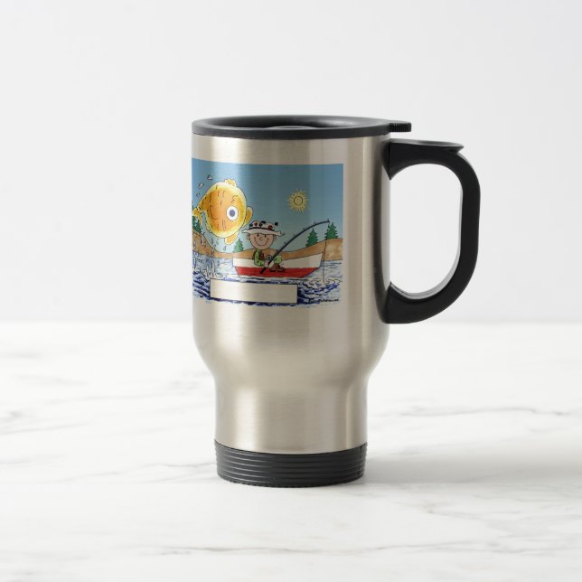 Fishing, Fisherman - Personalised Cartoon Travel Mug (Right)