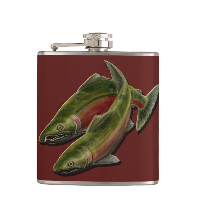 Fishing Flask Custom Fishermans Salmon Drink Flask (Front)