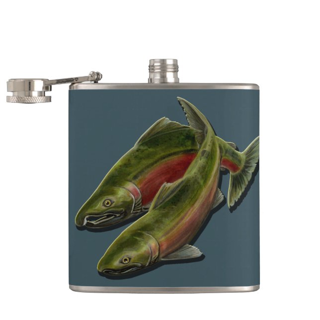 Fishing Flask Custom Fishermans Salmon Drink Flask (Opened)