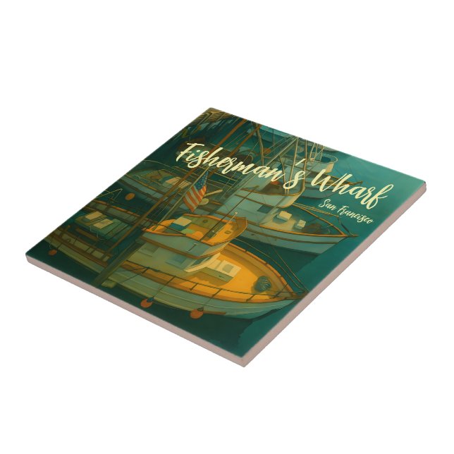 Fishing Fleet at Fisherman’s Wharf, San Francisco Tile (Side)