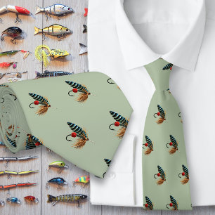 Fishing Flies Freshwater Fisherman Neck Tie