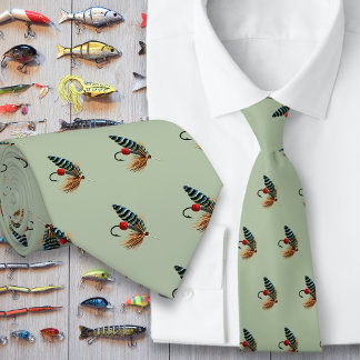 Fishing Flies Freshwater Fisherman Neck Tie