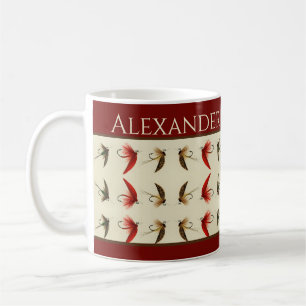 Fishing Flies Rustic Salmon Coffee Mug