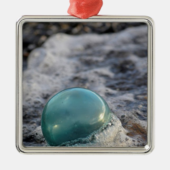 Fishing Float Surrounded By Surf Metal Tree Decoration (Front)