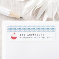 Fishing Float Waves White Return Address