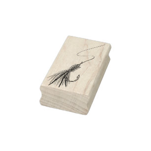 Fishing Fly Hook Rubber Stamp