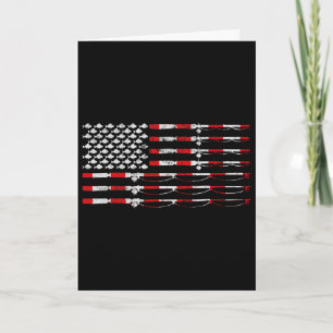 Fishing Fly Rod American Flag Gift For Fisherman Card