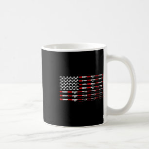 Fishing Fly Rod American Flag Gift For Fisherman Coffee Mug