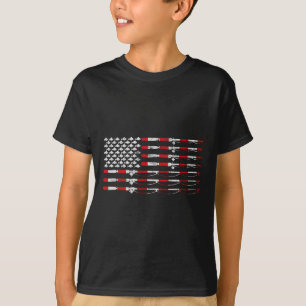 Fishing Fly Rod American Flag Gift For Fisherman T-Shirt