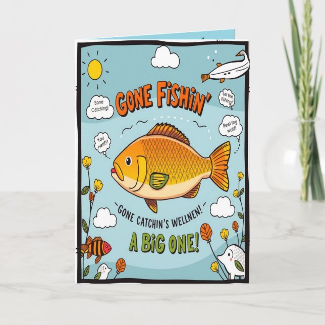 Fishing for Birthday Wishes  Card (Front)