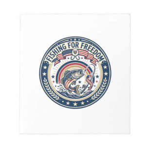 Fishing For Freedom Patriotic Patriotic Hobby Vint Notepad