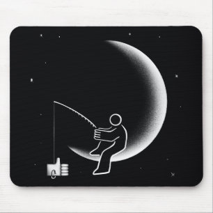 Fishing For Likes Crescent Moon Illustration Mouse Mat