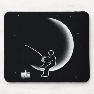 Fishing For Likes Crescent Moon Illustration Mouse Mat
